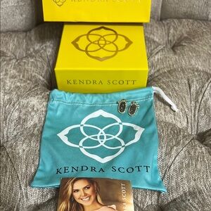 Kendra Scott Black and Gold Earrings with Turquoise Pouch